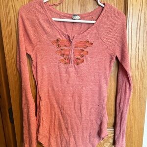 We The Free Coral Long Sleeve Top